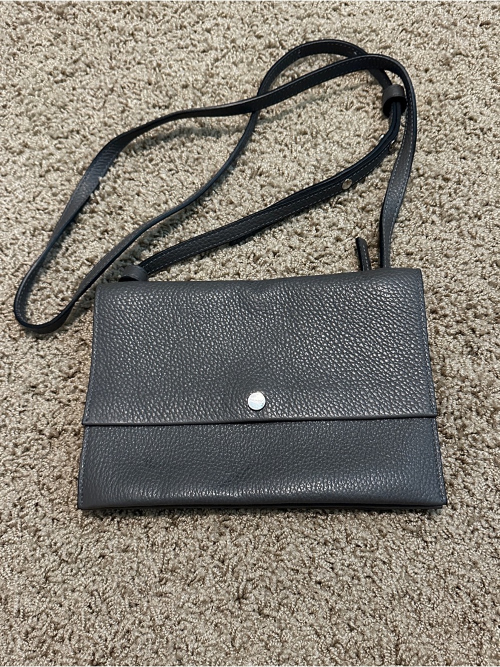Shinola Grey Leather Crossbody Bag